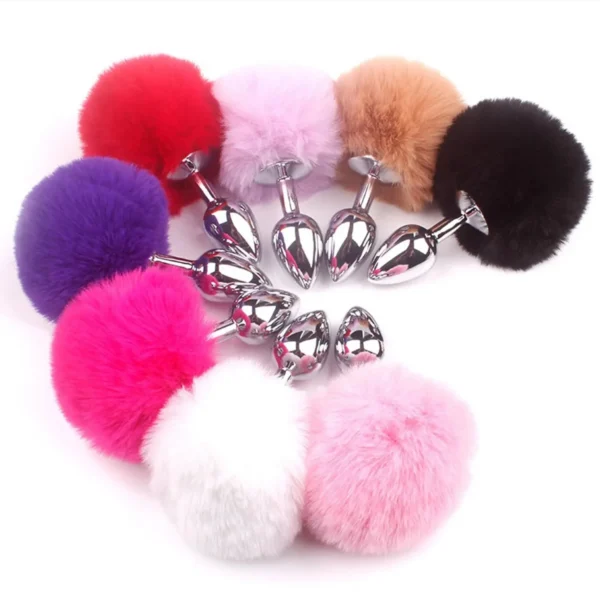 Rabbit Tail Stainless Steel Anal Plug Small Size Waterproof Eco-Friendly Adult Toy for Men & Women Couples