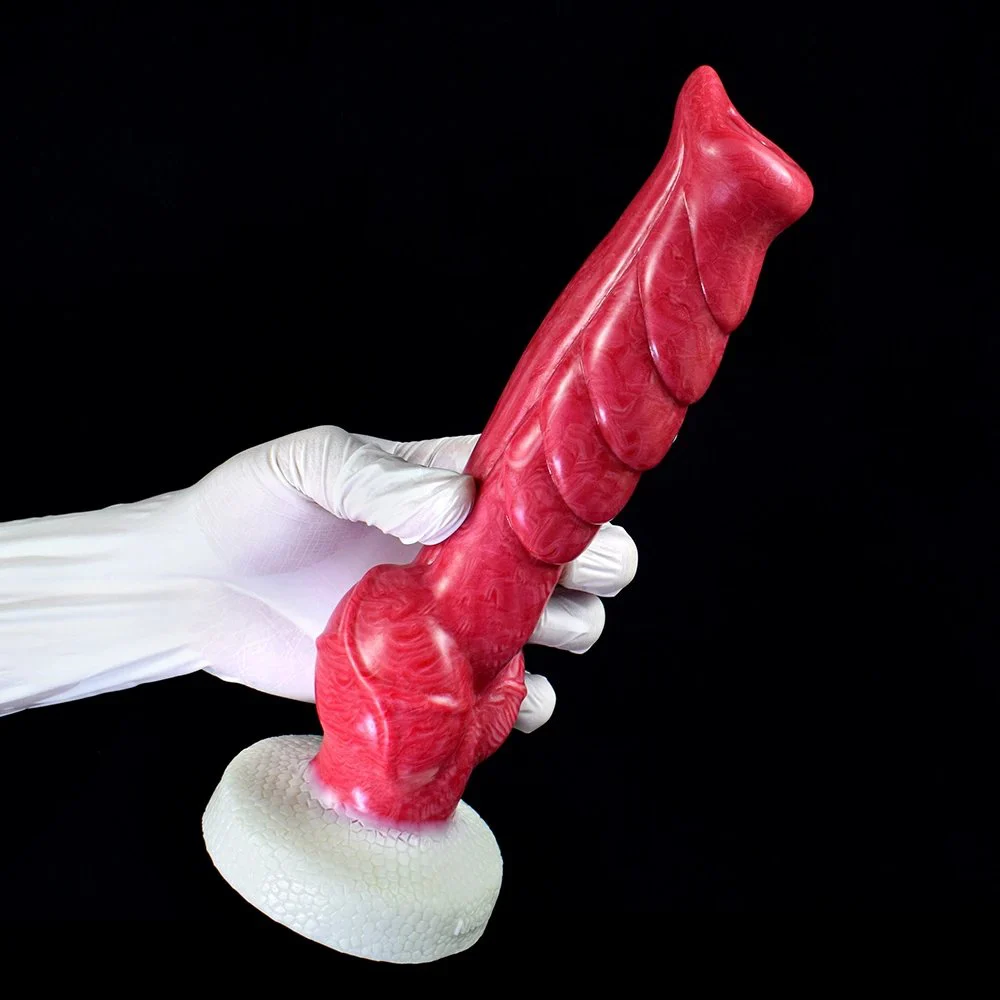24cm Silicone Cock Dog Knot Dildo Colorful Rubber Animal Penis With Suction Cup Base Snake Patter Dildos