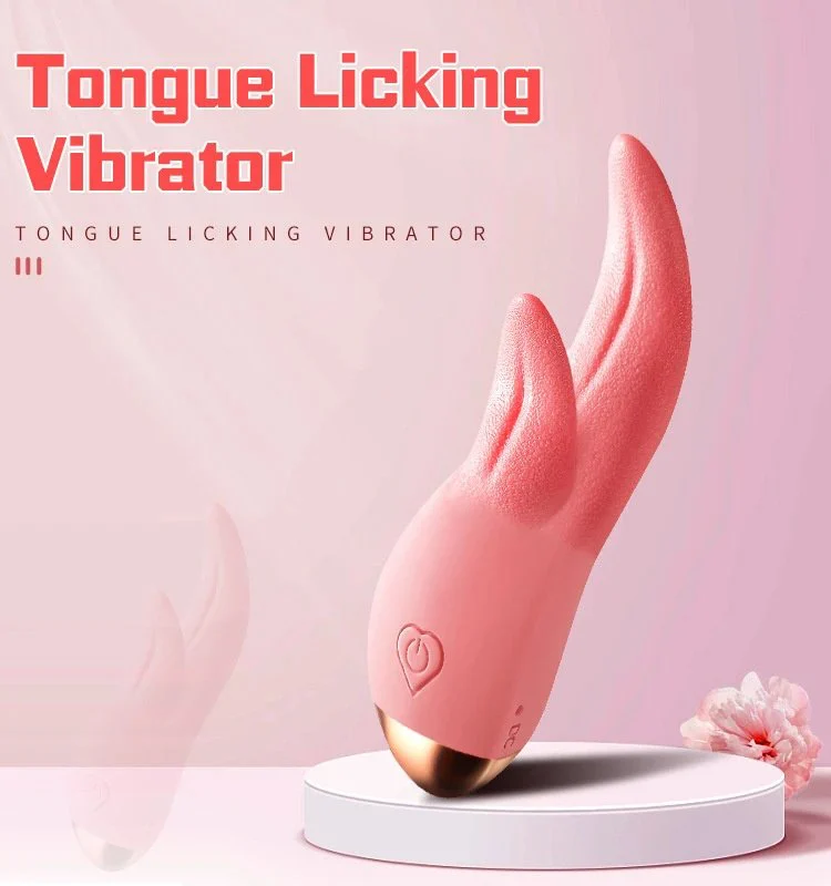10 Vibration Modes USB Double Motor Heat Vibrating Tongue Dildo Sex Toys for Women