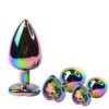 3 Pcs Colorful Bright Gold Crystal Metal Anal Plug Set Waterproof Eco-Friendly Sex Toy for Men and Women