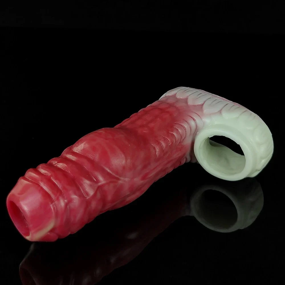 17.3cm Penis Extender Soft Silicone Male Cock Enlargement Reusable Penis Sleeve Big Dog Knot Dildo Sleeve for Men