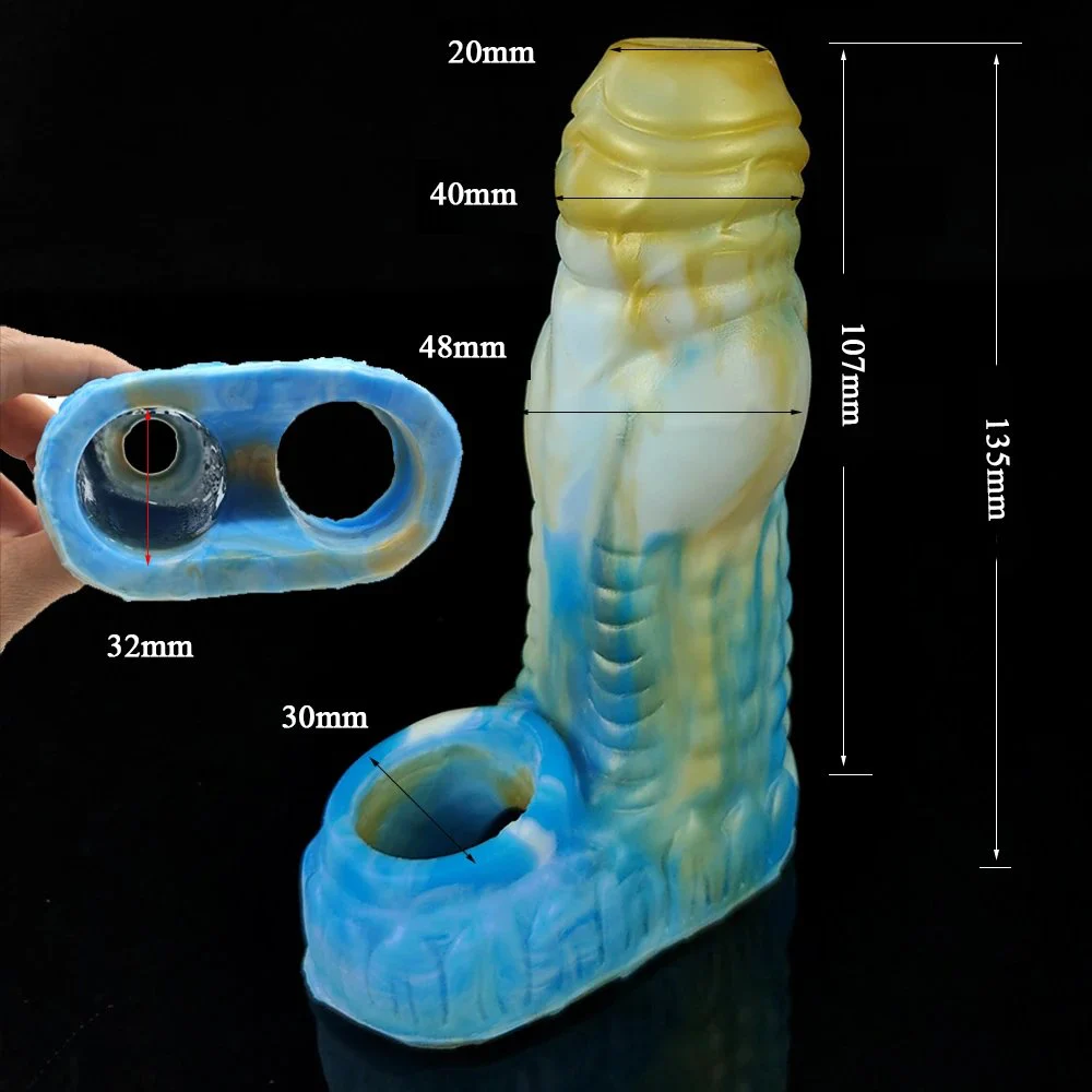 17.3cm Penis Extender Soft Silicone Male Cock Enlargement Reusable Penis Sleeve Big Dog Knot Dildo Sleeve for Men