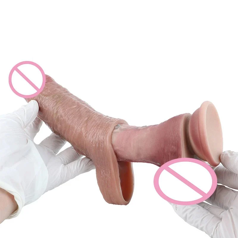 5.82in Hollow Skin Dildo Silicone Penis Extender Delay Ejaculation Penis Enlargement Sex Toys Penis Sleeve Sex Enhancer for Men