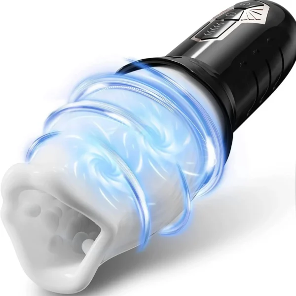 USB Rechargeable Deep Throat Spinning Vibrating Automatic Male Stroker Rotating Transparent Masturbator Cup for Men Rose Sex Toy