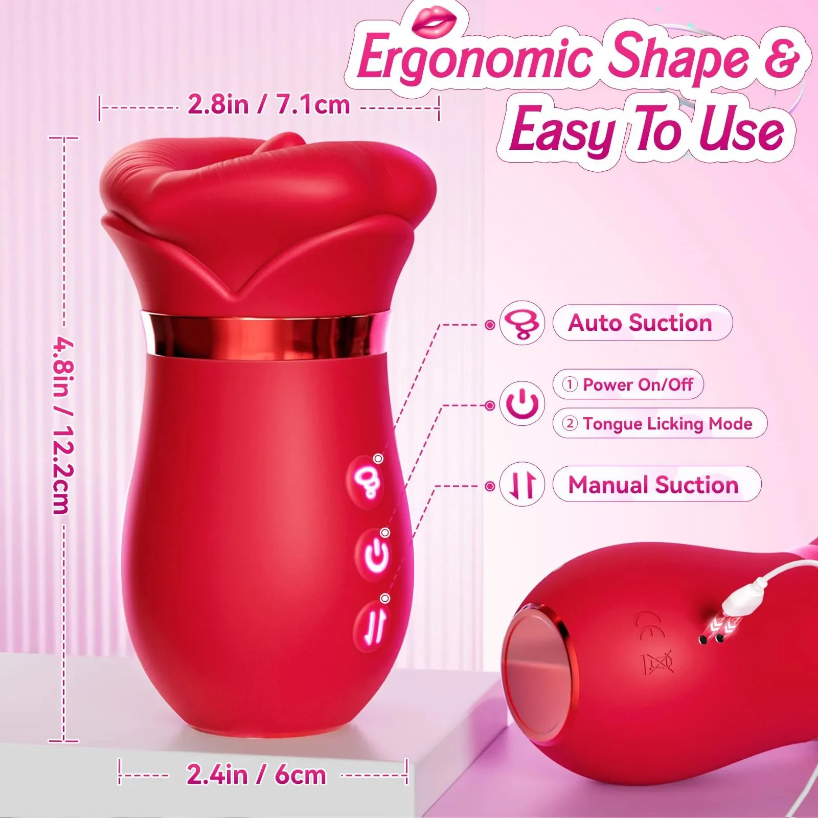360-degree Rotation Licking Tongue Clitoral Sucking Mouth Vibrator Female Couple Sex Toys