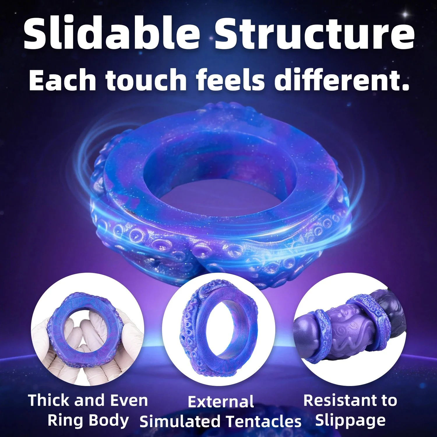 Shanlan Tide Ring Octopus-Style Male Penis Restraint Ring for Delay and Enhancement, Made of Soft Silicone Suitable for Men