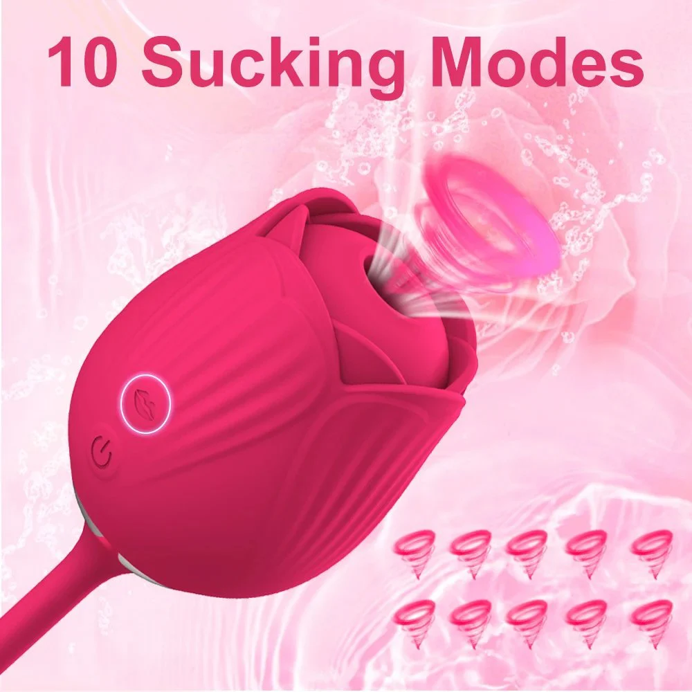 10 Modes Flower Dildo Nipple Clitoral Stimulator Tongue Licking Rose Sucking Telescopic Vibrator Women