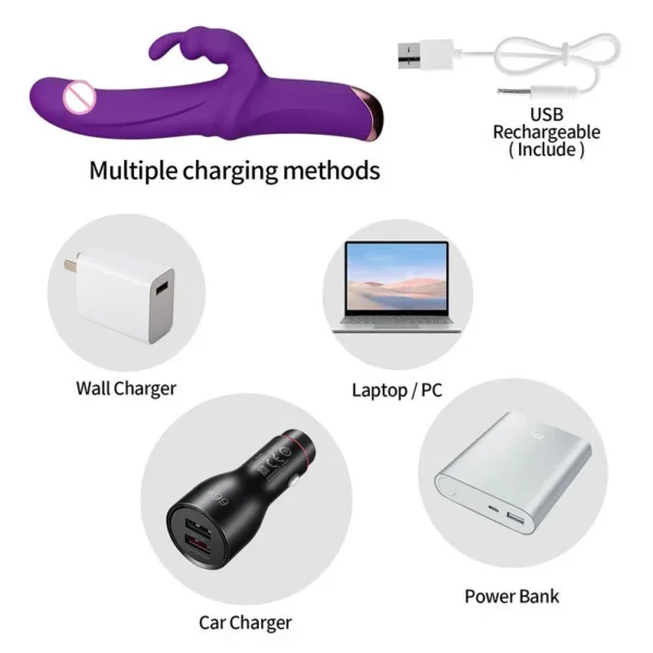 10 Frequency Clitoral Stimulator Double Motors Rechargeable Rabbit Vibrator With Dildo Sex Toys for Women