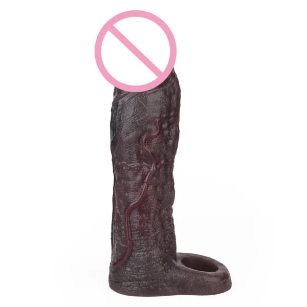 8.82in Black Knight Oversized Penis Sleeve Skin-Perfect Fit Male Penis Extender 18+ Adult Toy