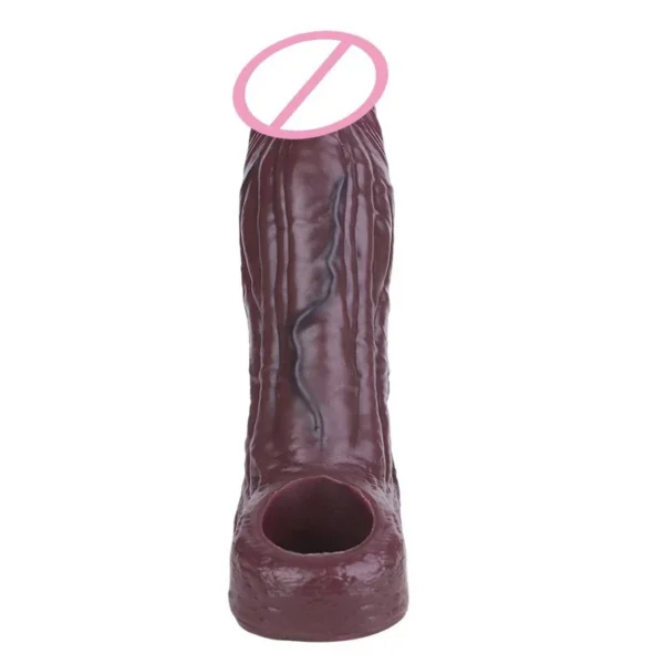 Adult Realistic Penis Sleeve Thick Cock Sleeve Closed Head Silicone Dildo Sheath Penis Enlargement Sex Toys for Men