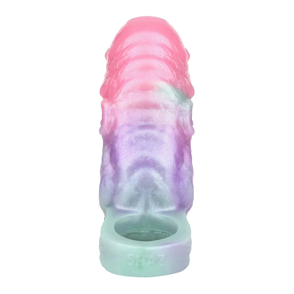 Alien Male Cock Sleeve Fantasy 3D Threaded Ultra-Light Skin-friendly Reusable Penis Enlargement Sleeve Adult Sex Toy