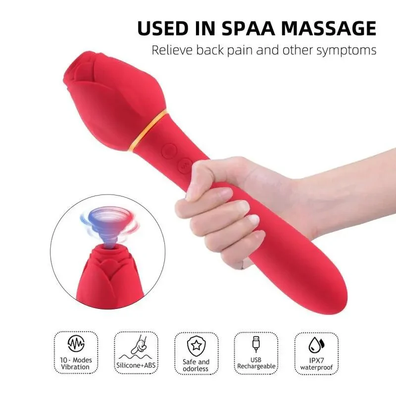 Handheld Rose Sucking Vibrating Clit Sucker 5 Modes 10 Speed Vibration Nipple Stimulation Flirting Sex Toys