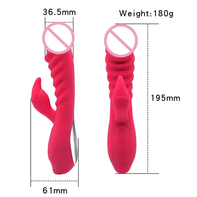 10-Mode Rechargeable Double Head Vibrator Waterproof Erotic Toys with Heating Function Masturbators