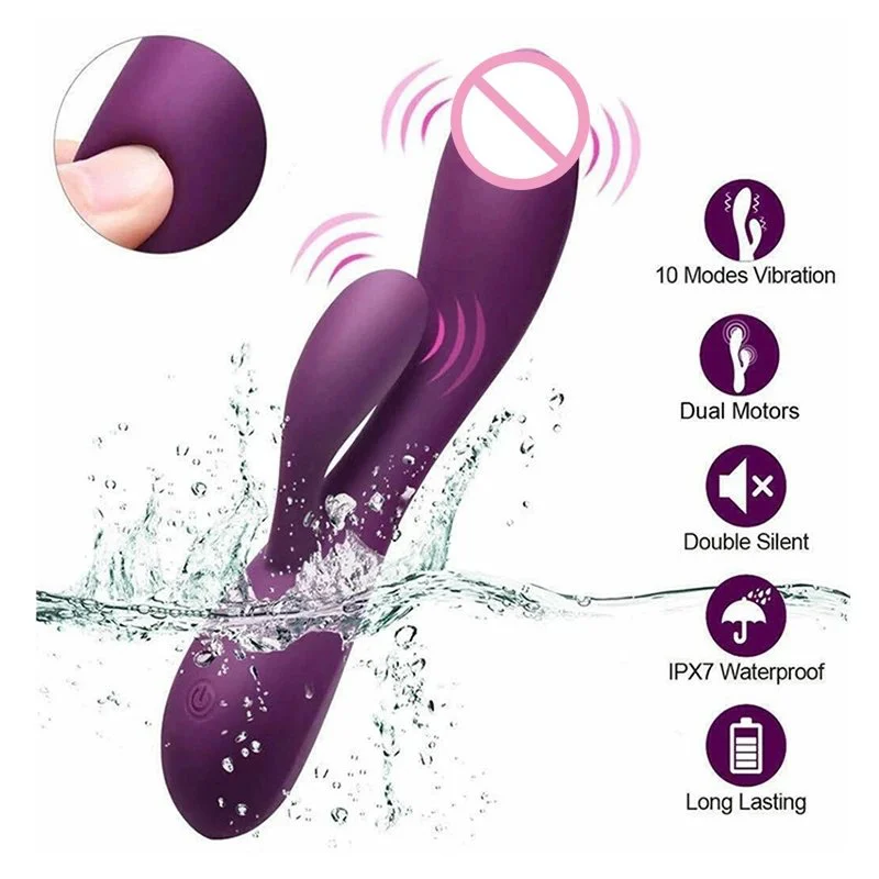 10 Modes Vibration G-Spot Vibrator Dual Motors Clit Rabbit Vibrator Stimulation Sex Toy