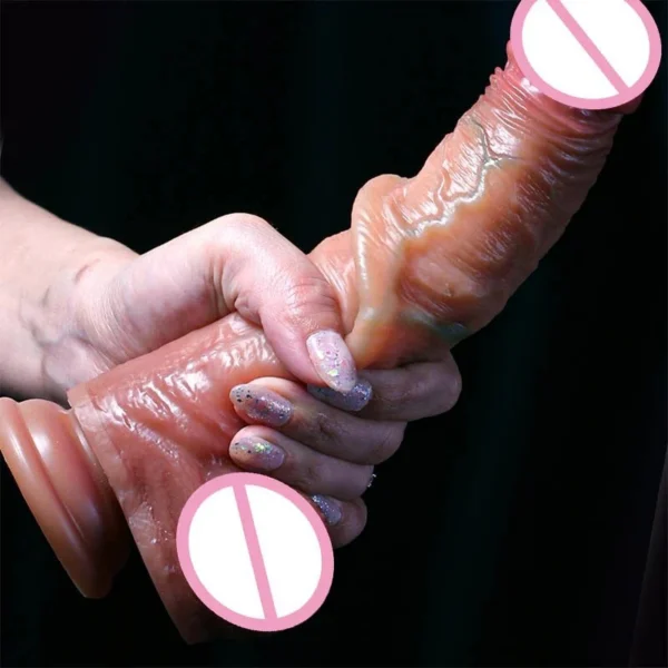 Women Pussy Vaginal Masturbation Penis Dildo Sex Toys Soft Real Sliding Skin Silicone Realistic Man Dildo with Moving Foreskin