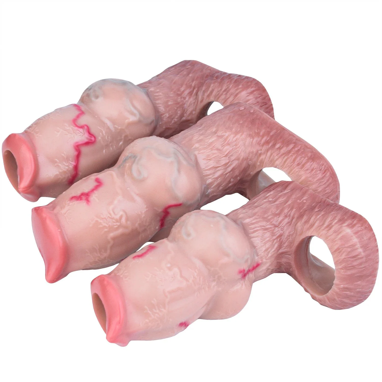 Silicone Monster Dog Penis Sleeve Big Knot Hollow Dildo Enlarger and Prolong Male Girth Penis Extender Sex Toys for Men