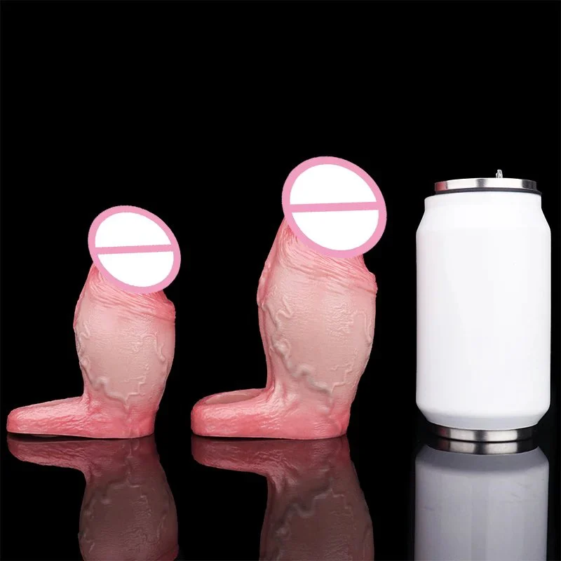 Silicone Realistic Fat Hollow Dildo Open-ended LargePenis Sleeve Size S M Cock Enlarger Delay Ejaculate Sex Toys for Men