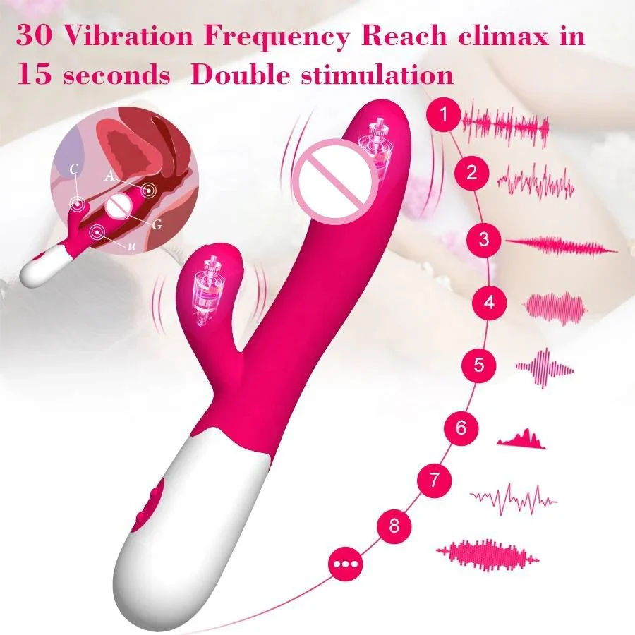 10-Mode G Spot Rabbit Vibrator for Women Dual Vibration Silicone Female Vagina Clitoris Anal Sex Toys High-Power Dildo Massager