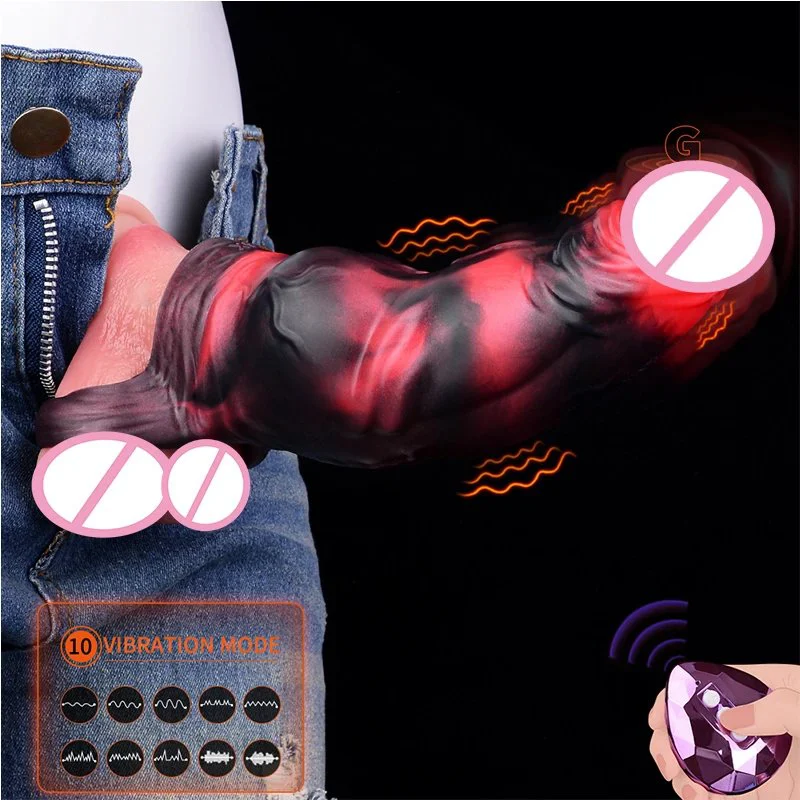 Silicone Safety Dildo Cover with Vibrating Insert, Effective Penis Enlargement Adult Sex Toys for Men