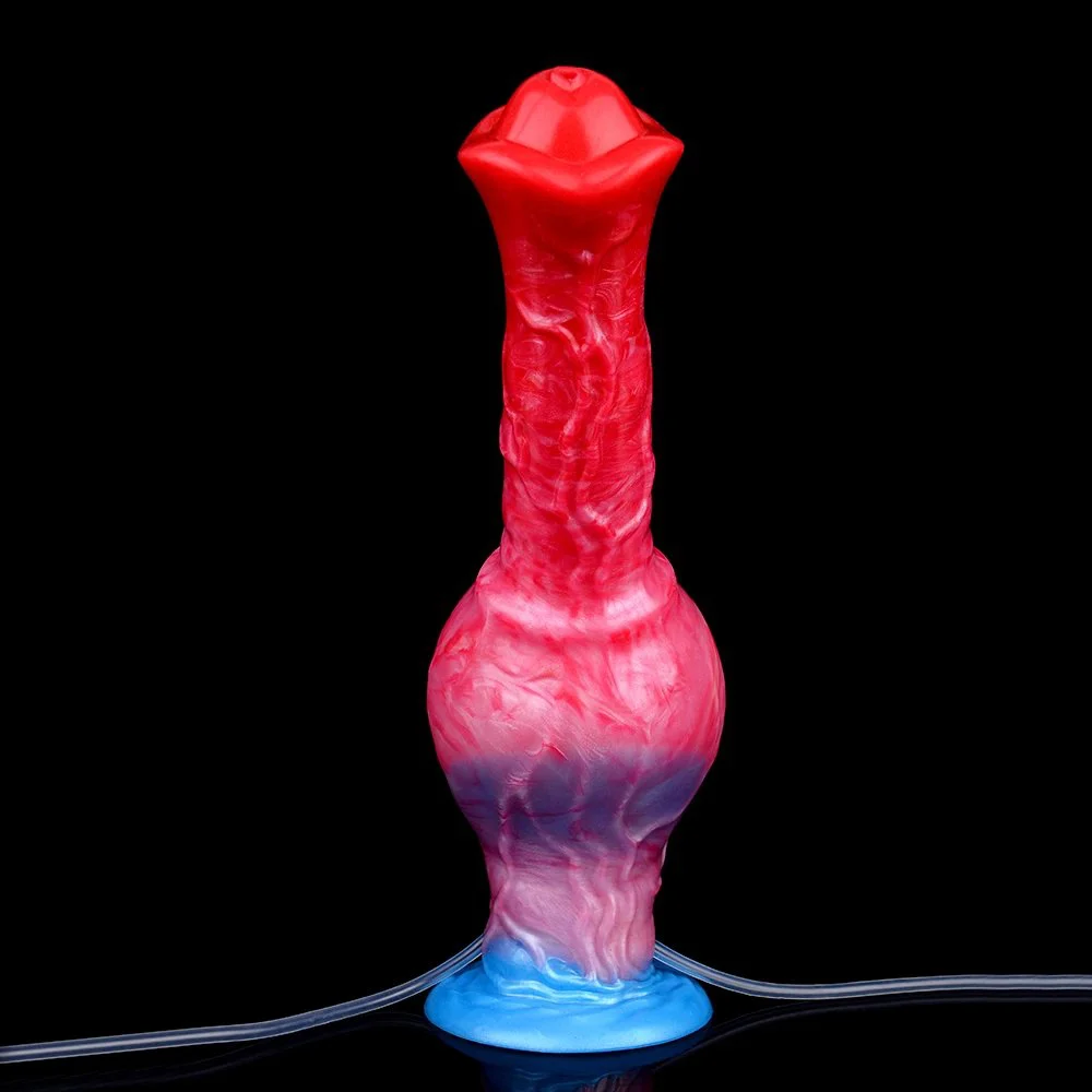 11 Inch Extra Long Fantasy Animal Inflatable Squirting Anal Plug Orgsm Ejuculation Dildo Silicone Sex Toy