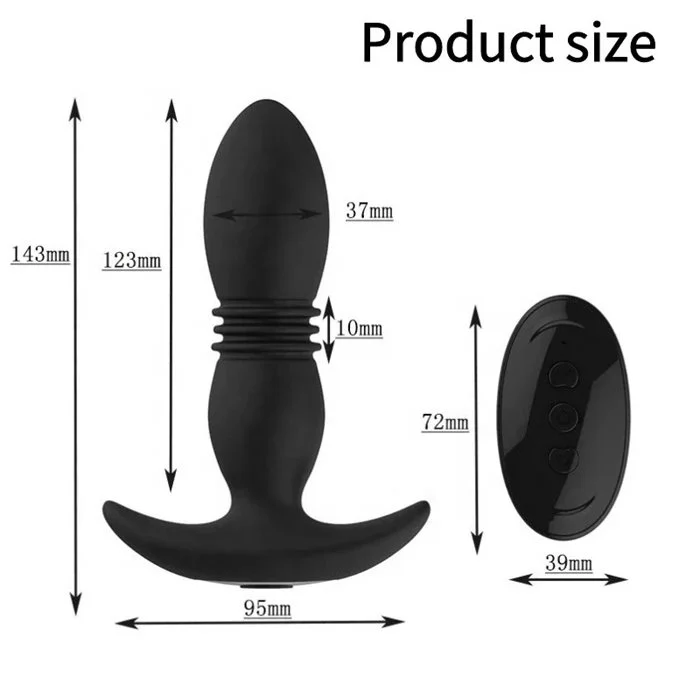 12-Frequency Thrusting Anal Vibrator for Men & Women Silicone Butt Plug for Prostate Massage