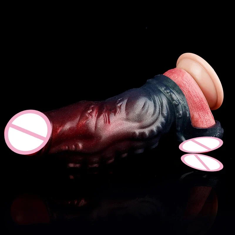 Size Soft Silicone Silver Mirror Sleeve Non-marking Wearable Octopus Tentacle Patterned Toys Fantasy Dildo