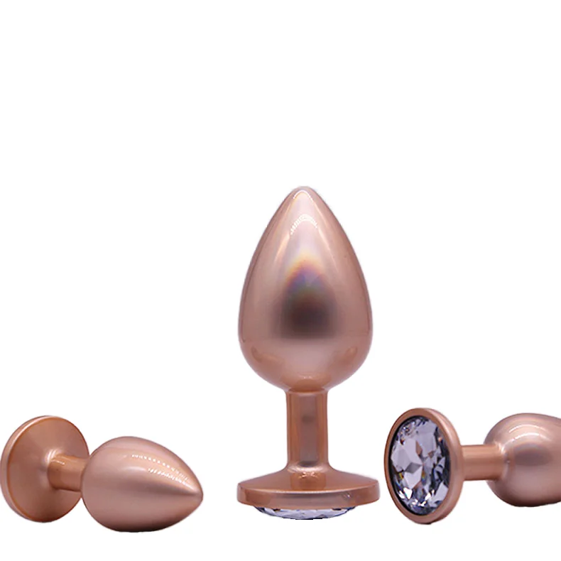 Fashionable Aluminium Alloy Butt Plug Men and Women's Adult Anal Sex Toys with Heart Crystal Various Colors