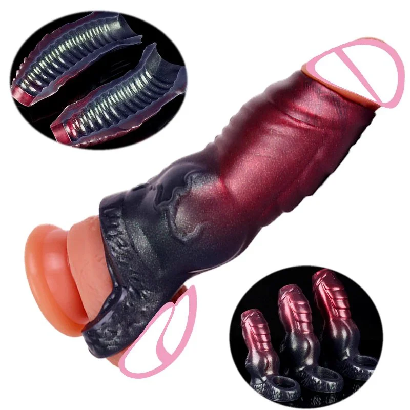 Big Knot Dog Dildo Penis Sheath Silicone Fantasy Cock Extender Sleeve Penis Monster Penis Sleeve