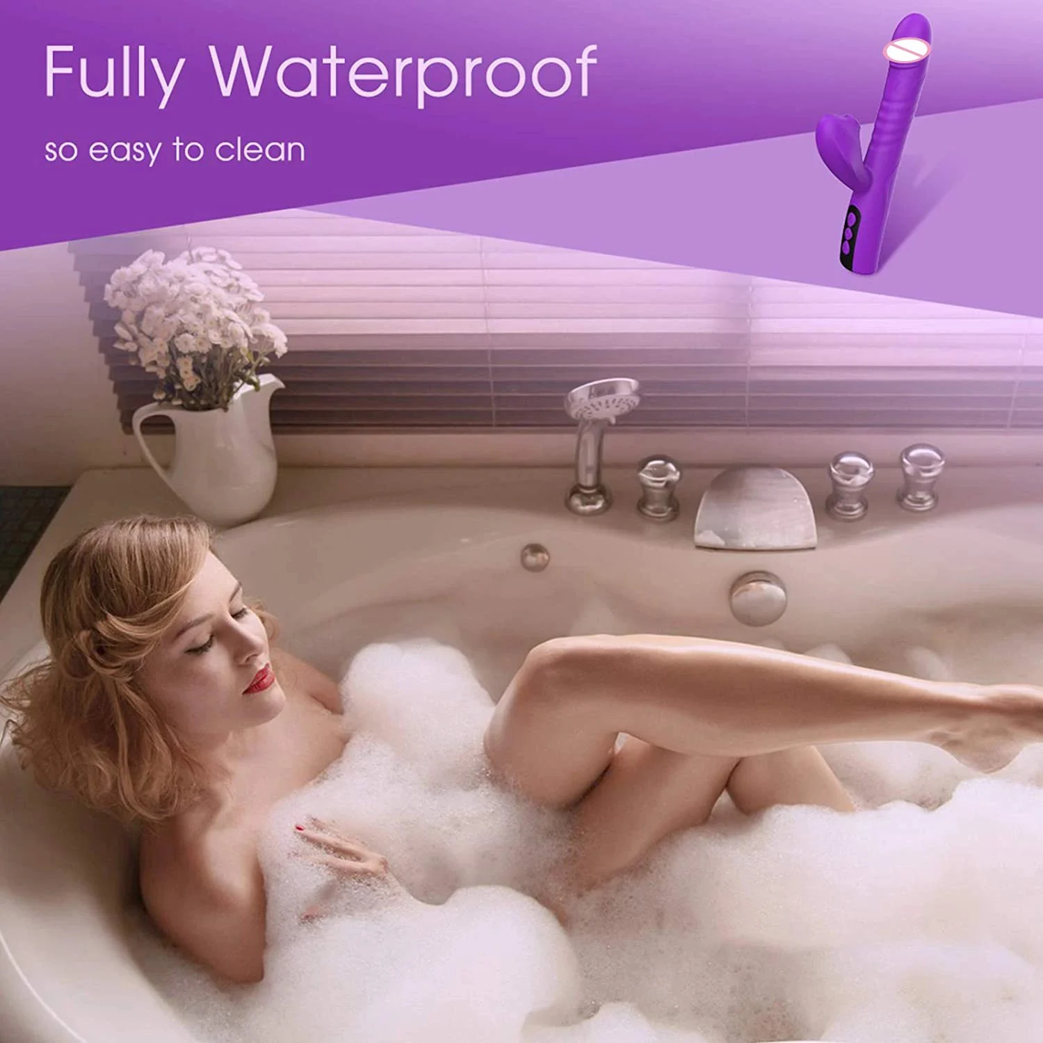 New Adult Automatic Telescopic Silicone Clitoris Orgasm G Spot Rabbit Vibrator Sex Toy for Women