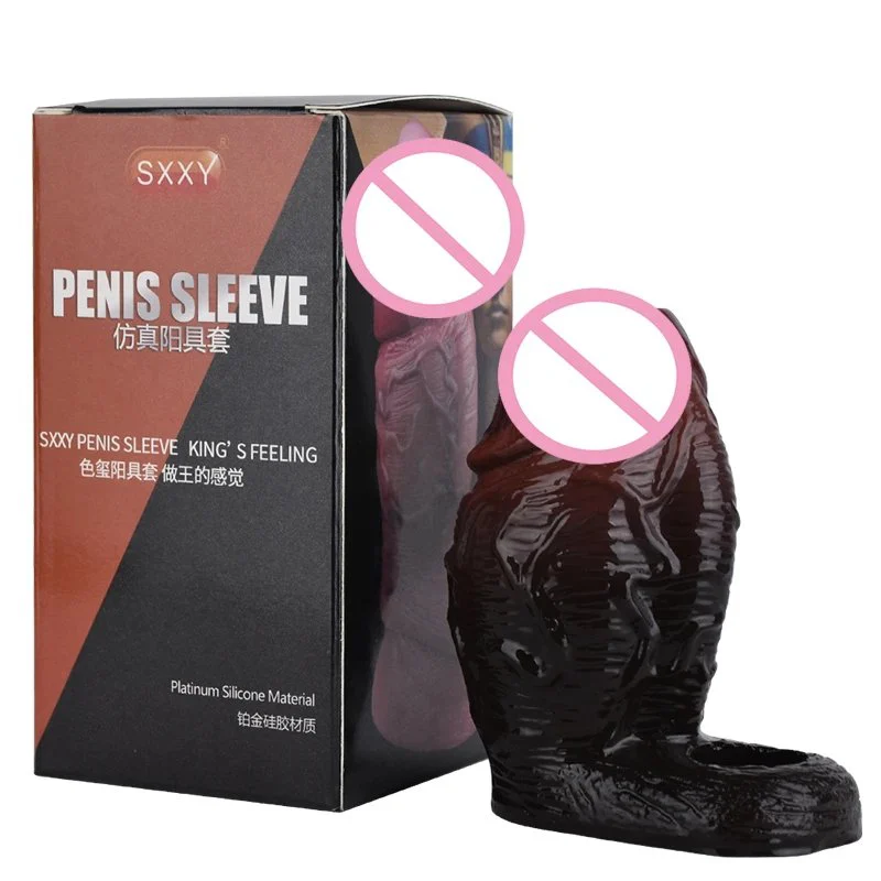 2 Color Enlargement Adults Male Sex Toys for Men Penis Sleeve with Convex Textures Cover Penis Ring Delay Ejaculation