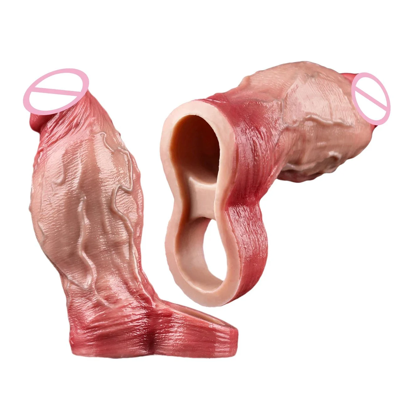 6 Girth Thicker Sheath for Men Reusable Silicone Realistic Penis Sleeve for Adult Men Enlarge Prolong Pleasure