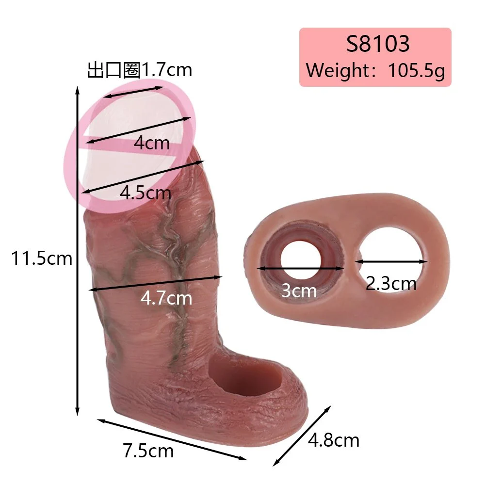 Super Soft Thick Reusable Condoms for Penis Sleeve Enlargement Vascular Prominence Sex Toy for Men