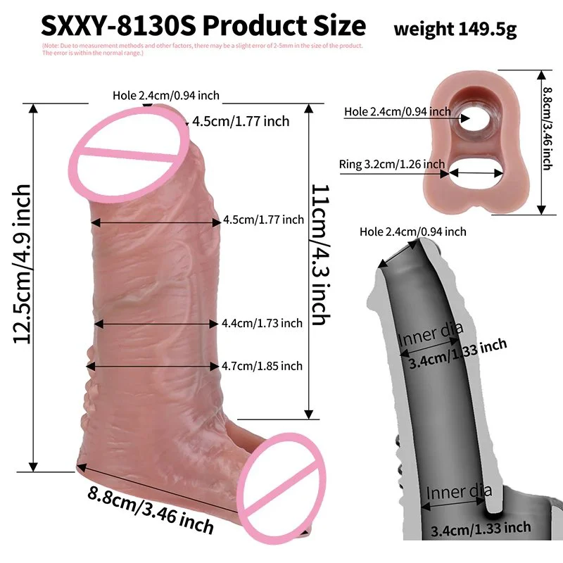 Ultra Hollow Dildo Silicone Male Extender Sleeve With Anti-drop Cock Enlarger Ring for Men Delay Ejaculation
