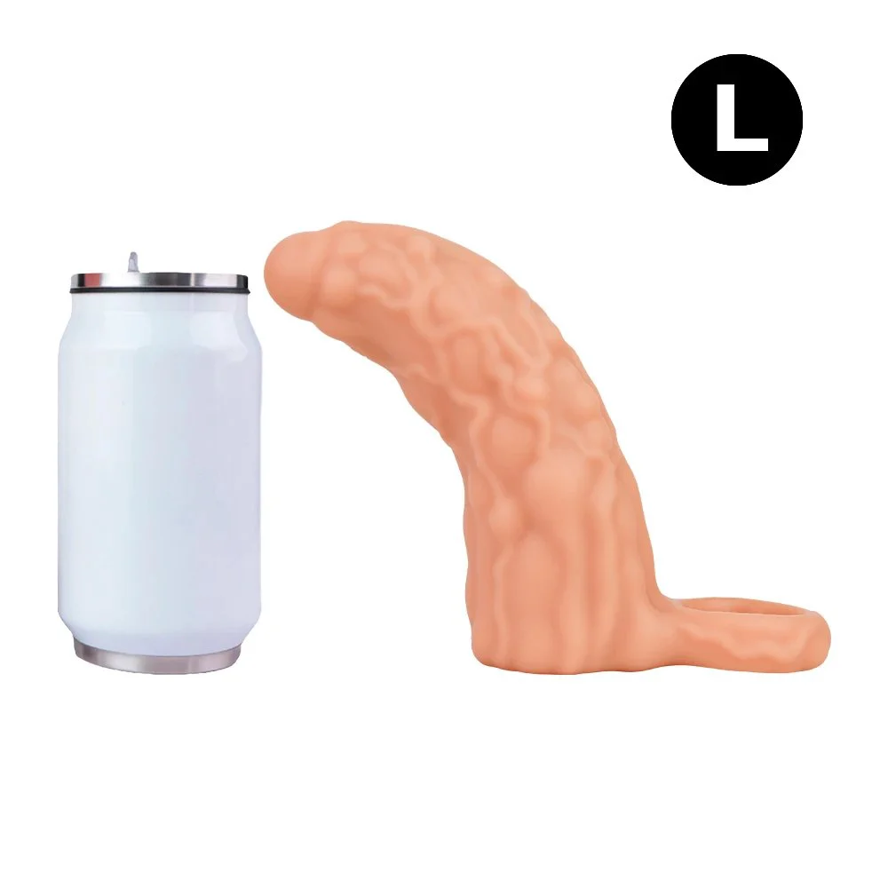 Vibrating & Non-Vibrating Extra Long Realistic Silicone Penis Sleeve Extender Enlargement & Delay Cock Sleeve for Couples