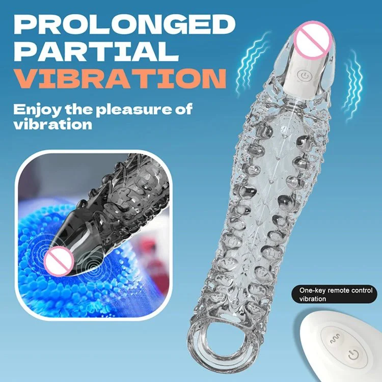 Vibrating Reusable Penis Sleeve Extender Men Delay Ejaculation Condom