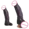 9.05 Inch Medical Grade Silicone Vibrating Penis Extension Sleeve Soft Realistic Design Wearable Male Enhancer