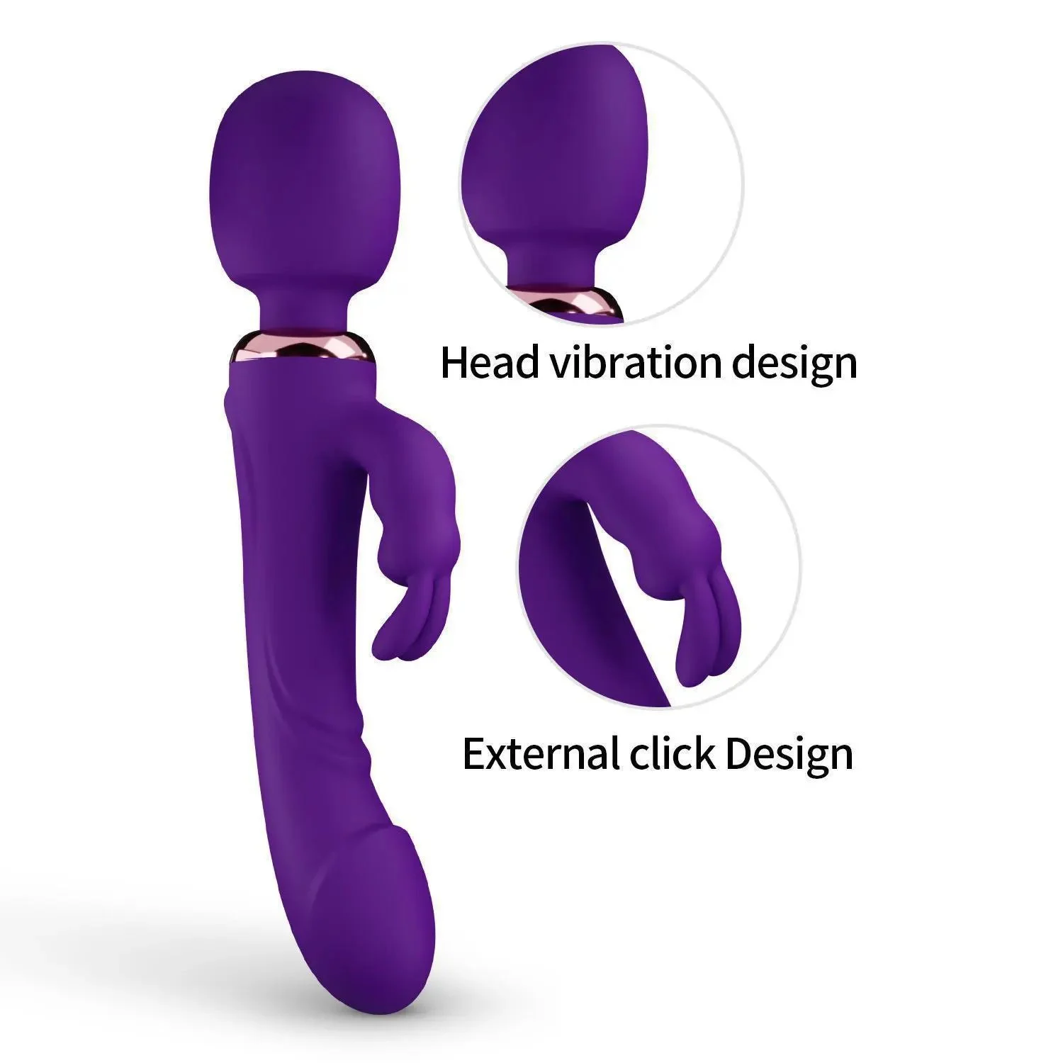 10 Vibrations 2 Motors Double Headed Vibrator Dildo G-Spot Rabbit Vibrator Wand for Clitoral Stimulation