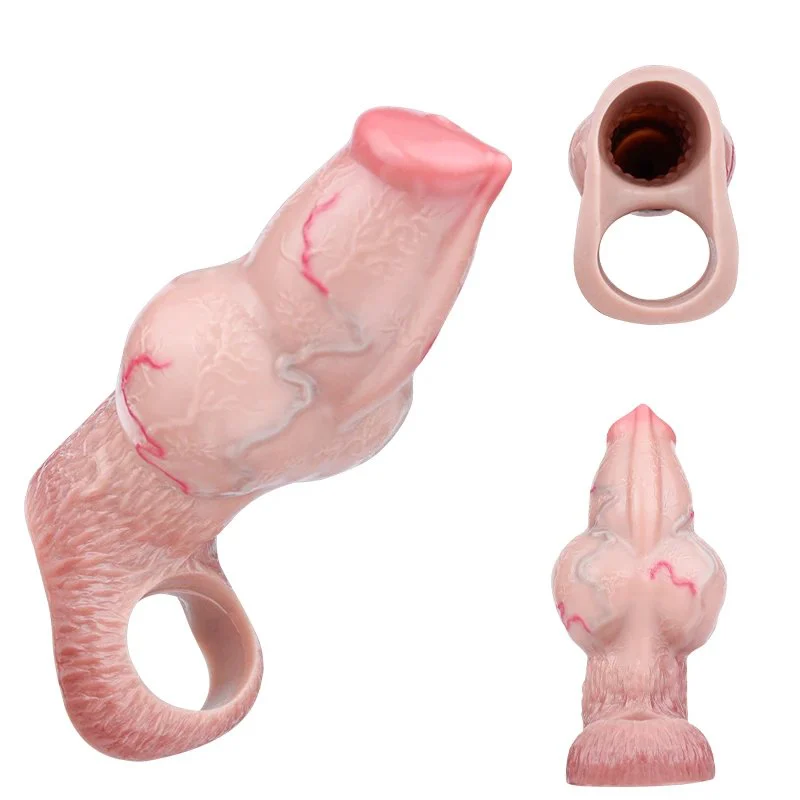 6.97in Dog Knot Male Penis Extender Secure Fit with Realistic Feel Medical-Grade Silicone 2 Sizes Available