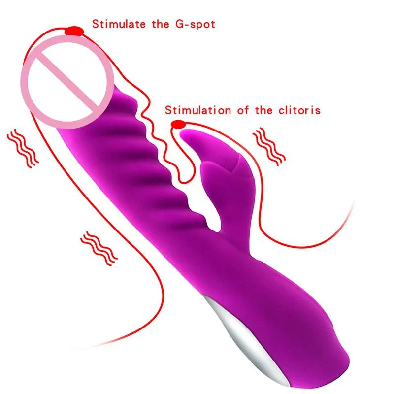 10-Mode Rechargeable Double Head Vibrator Waterproof Erotic Toys with Heating Function Masturbators