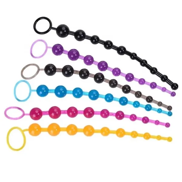 Adult Men's Anal Beads Sex Toys 10 Butt Plug with Finger Loop for Convenient Masturbation