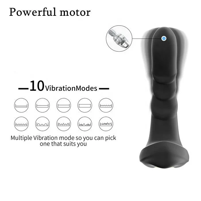 Adult Male Sex Toys 10 Frequency Vibrating Prostate Massage Silicone G Spot Stimulating Butt Plug for Male and Female