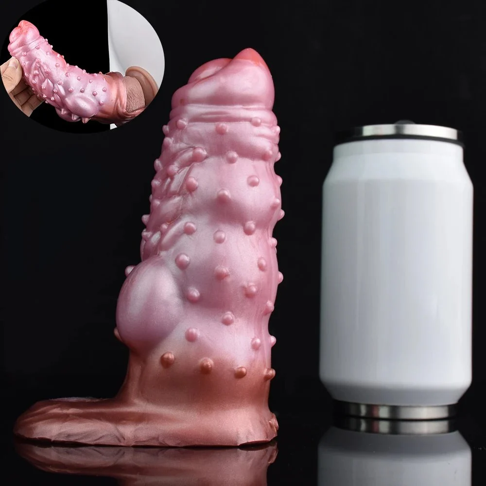 Wolf Teeth Sleeve Animal Penis Sleeve with Convex Textures Silicone Cock Ring Penis Enlarger for Go-Long Stamina Reusable