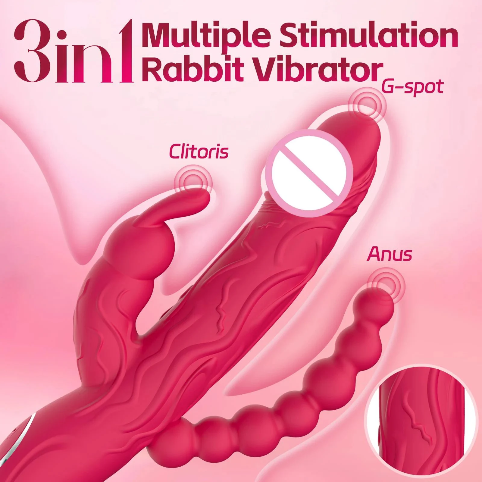 Rabbit G-Spot Dildo Vibrator for Women-10 Vibration Modes Clitoral Vaginal Stimulation Silicone Nipple Stimulator USB