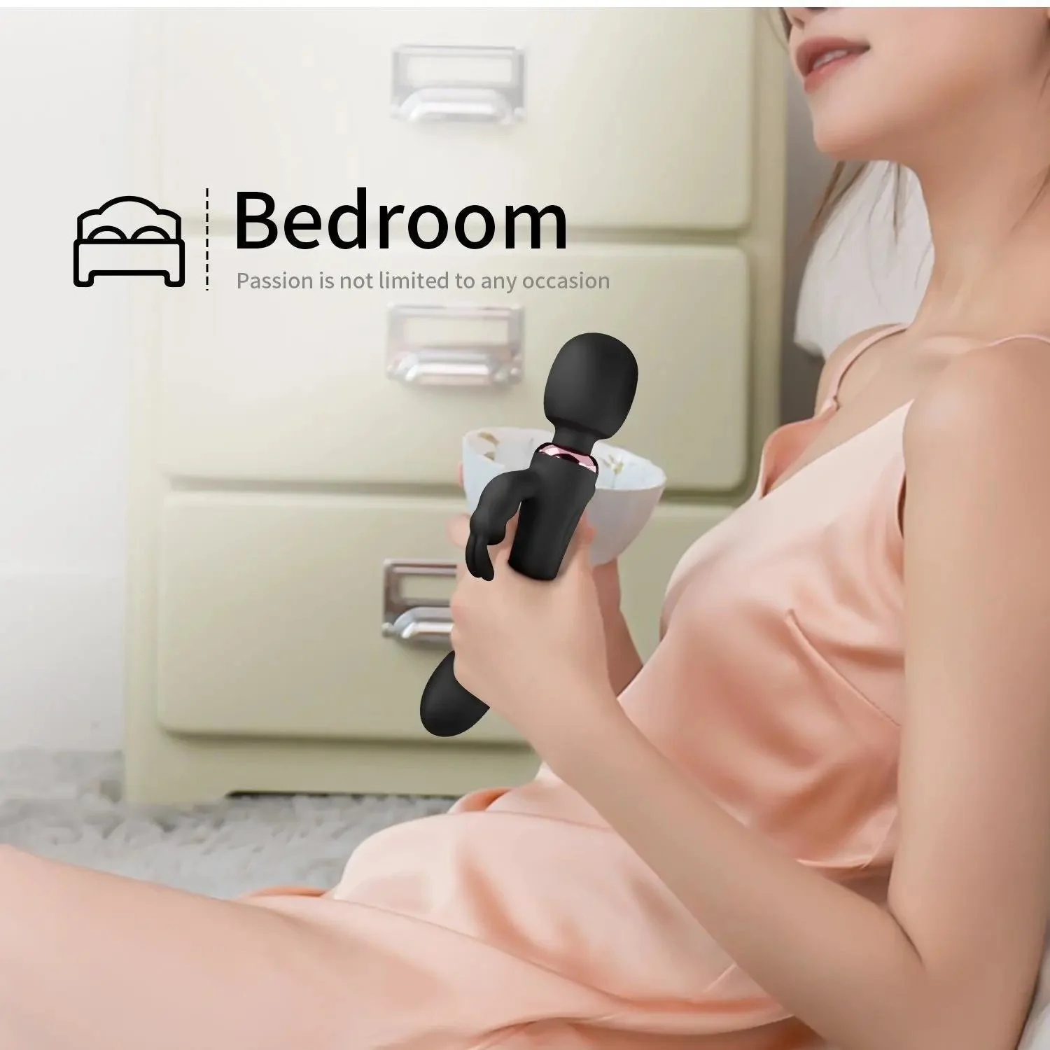 10 Vibrations 2 Motors Double Headed Vibrator Dildo G-Spot Rabbit Vibrator Wand for Clitoral Stimulation