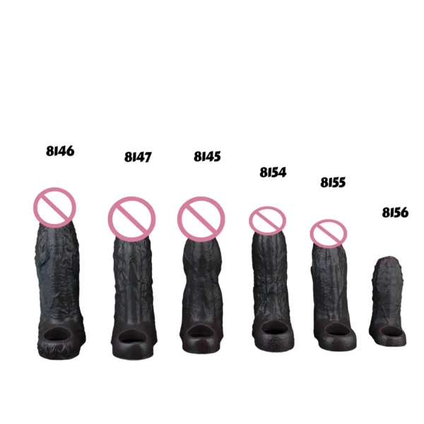 Black Hollow Dildo Male Penis Sleeve Adult ToysWith Anti-drop for Men Delay Ejaculation Couples Sex Toy