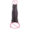 Black Obsidian Soft Silicone Vibrating Penis Extension Sleeve Closed Tip Wearable Enhancer Realistic Design