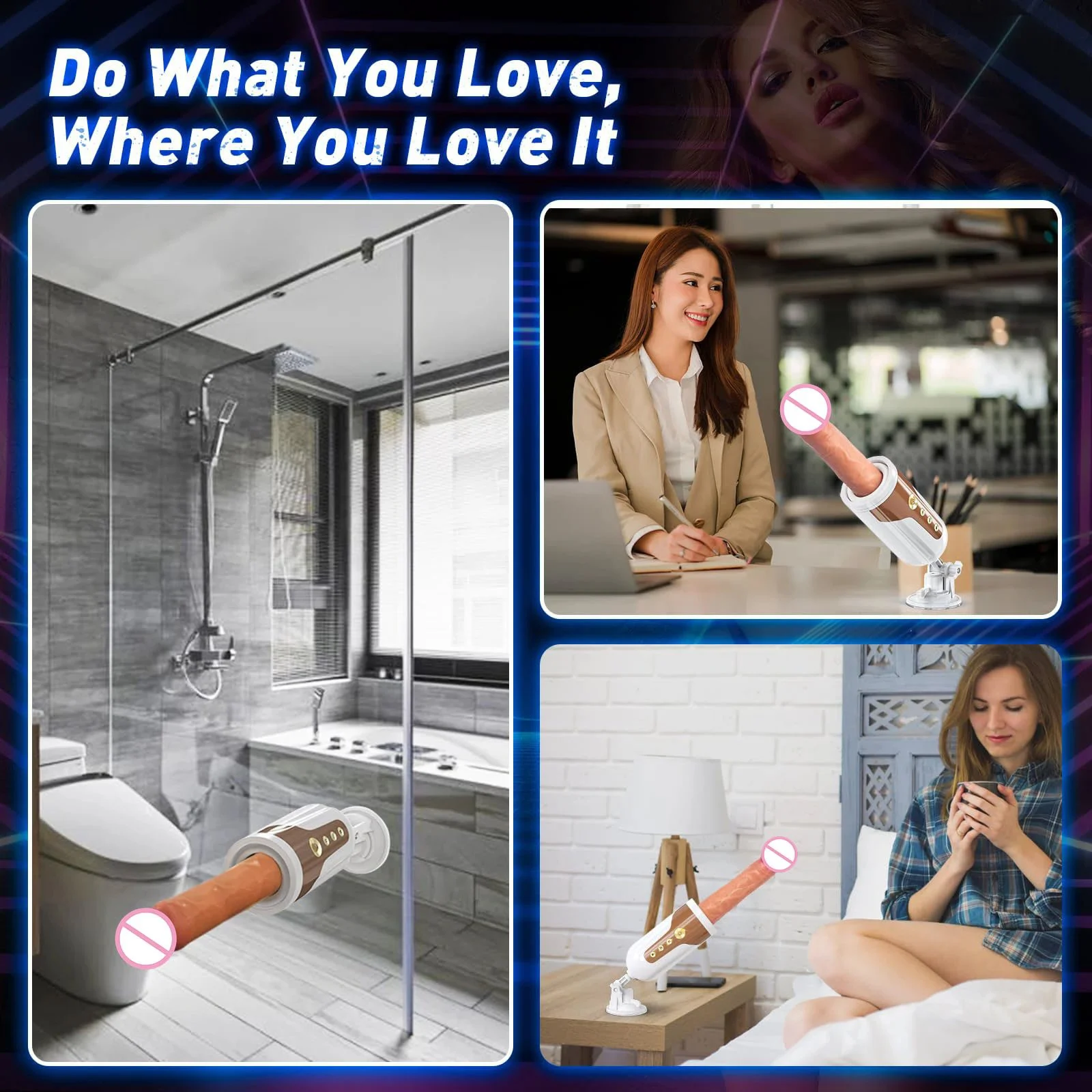 Portable Remote Control 5-frequency Vibrating Heating Dildo Masturbation Machines Automatic Thrusting Dildo Machine for Women