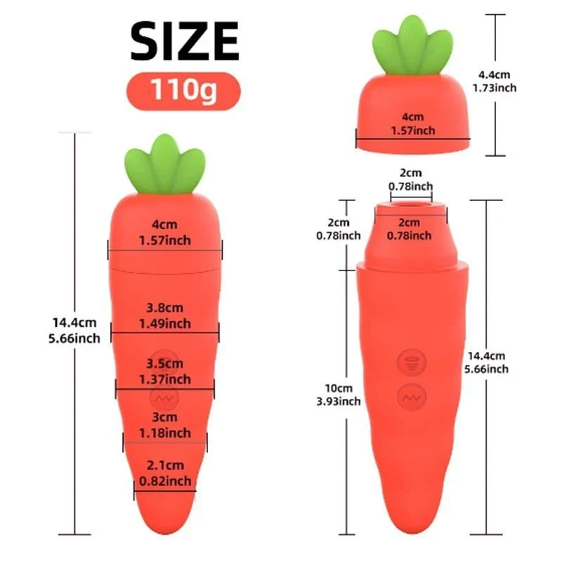 10 Frequency Nipple Clitoral Sucking Soft Vibrating Silicone Carrot Vibrator Sex Toys Women