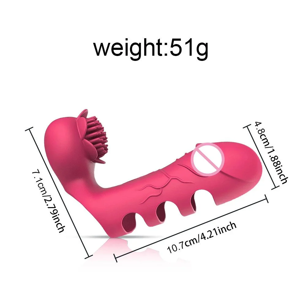 10 Modes Clitoral Stimulation G Spot Massage Dildo Shaped Finger Sleeve Vibrator With Brush