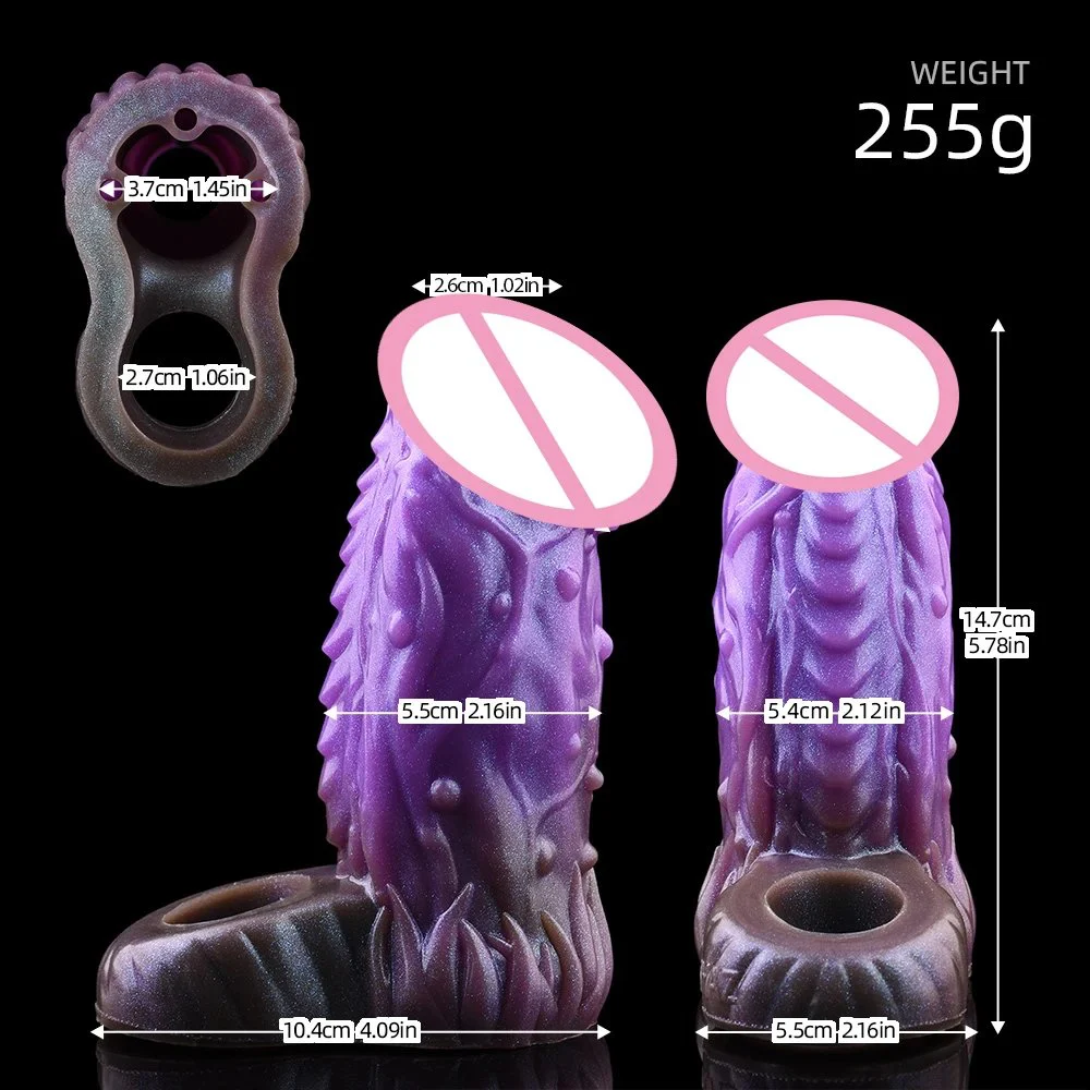 Arrival Penis Sleeve with Purple Monster Style Cock Sleeve for Men Penis Enlargement